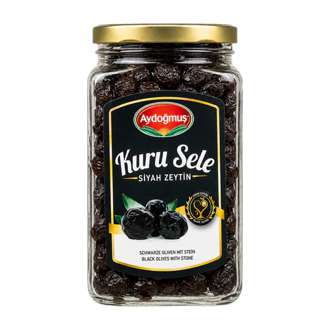Gemlik Siyah Zeytin Kuru Sele Cam 720 cc 351-410 2XS-3XS